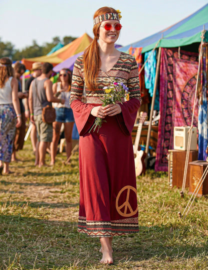 Hippiekostüm für Frauen bordeauxfarben