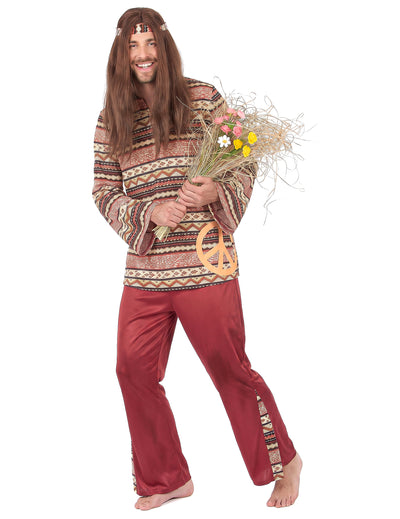 Hippie-Kostüm für Herren - bordeauxfarben