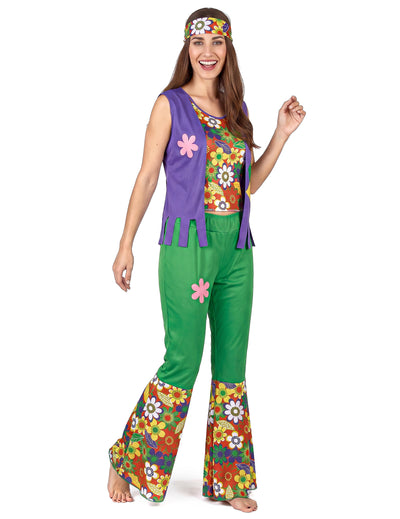 Grünes Hippie Kostüm für Damen