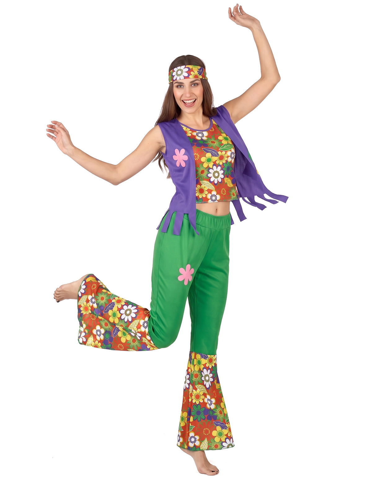 Grünes Hippie Kostüm für Damen