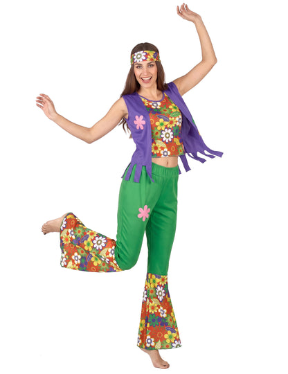 Grünes Hippie Kostüm für Damen