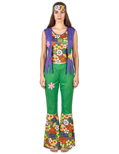 Grünes Hippie Kostüm für Damen