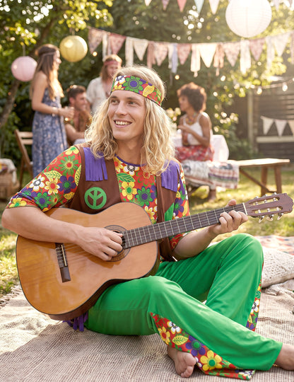 Grünes Hippiekostüm für Herren