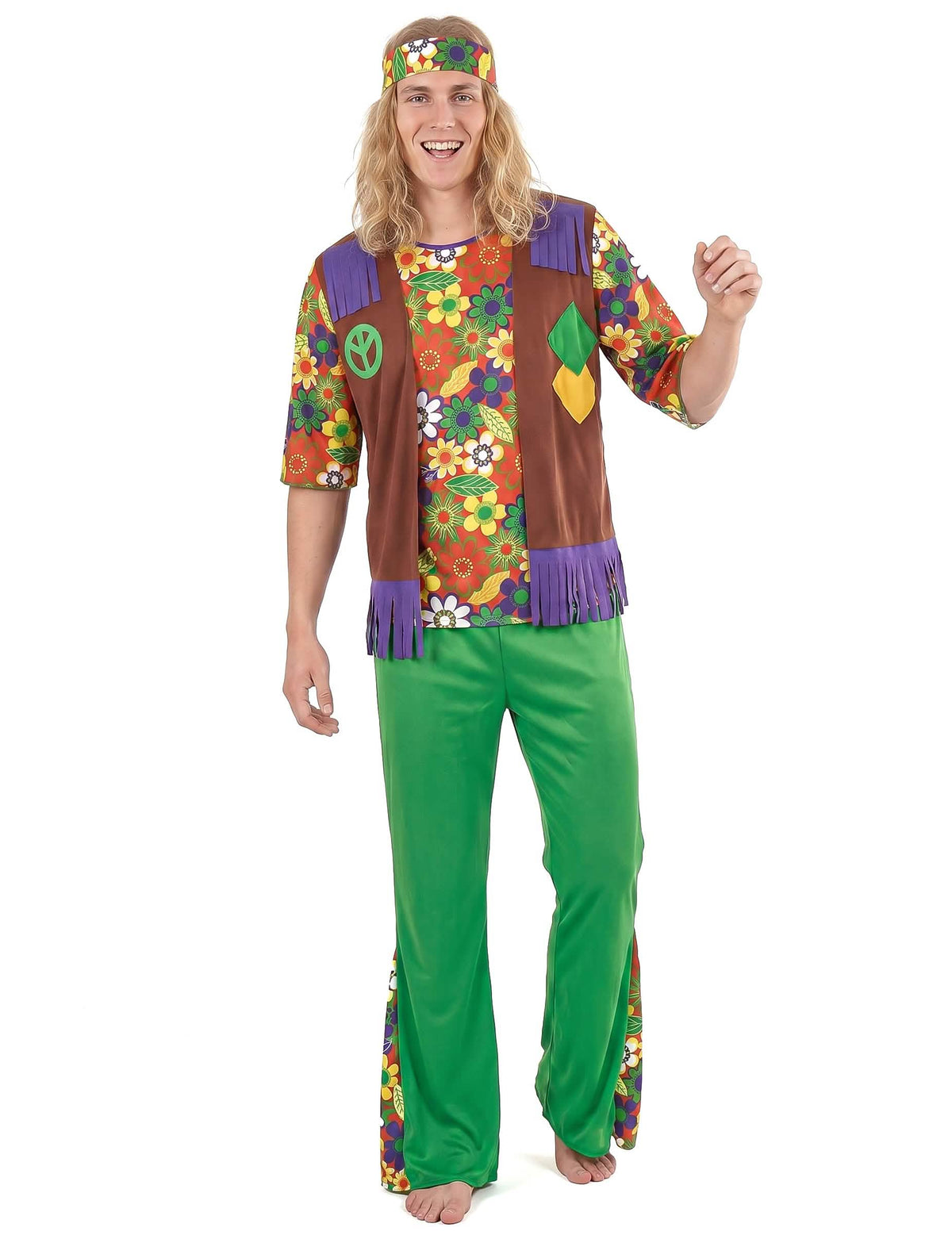 Grünes Hippiekostüm für Herren