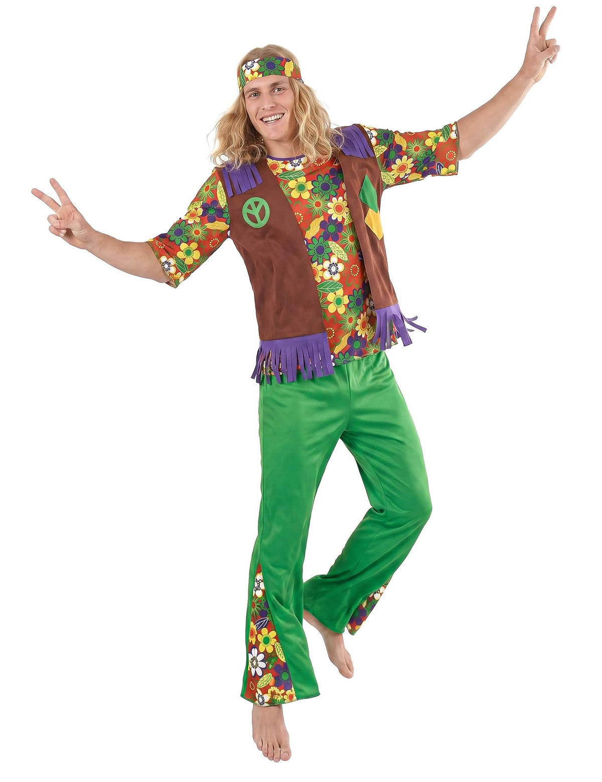 Grünes Hippiekostüm für Herren