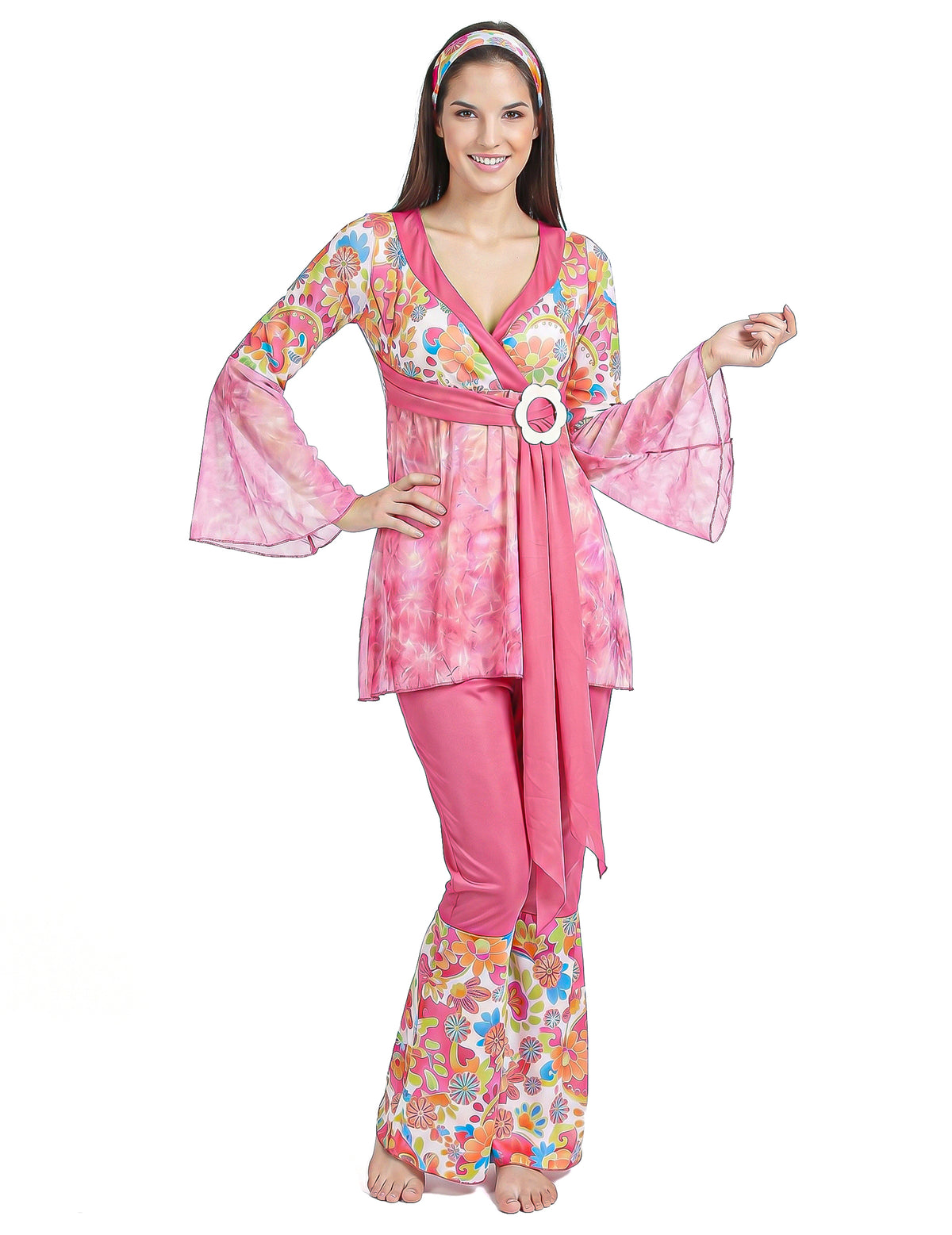 Hippiekostüm für Damen pink