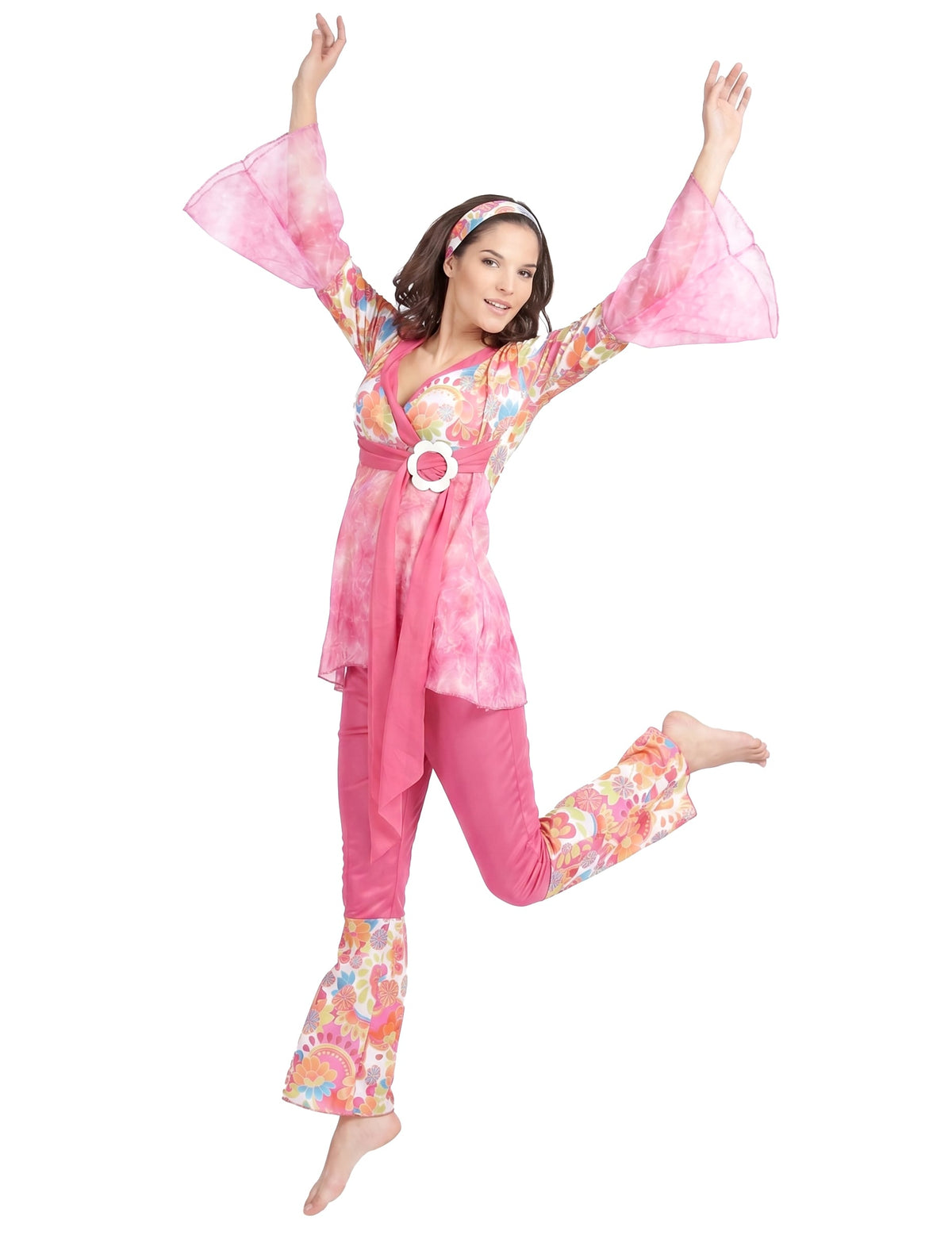 Hippiekostüm für Damen pink