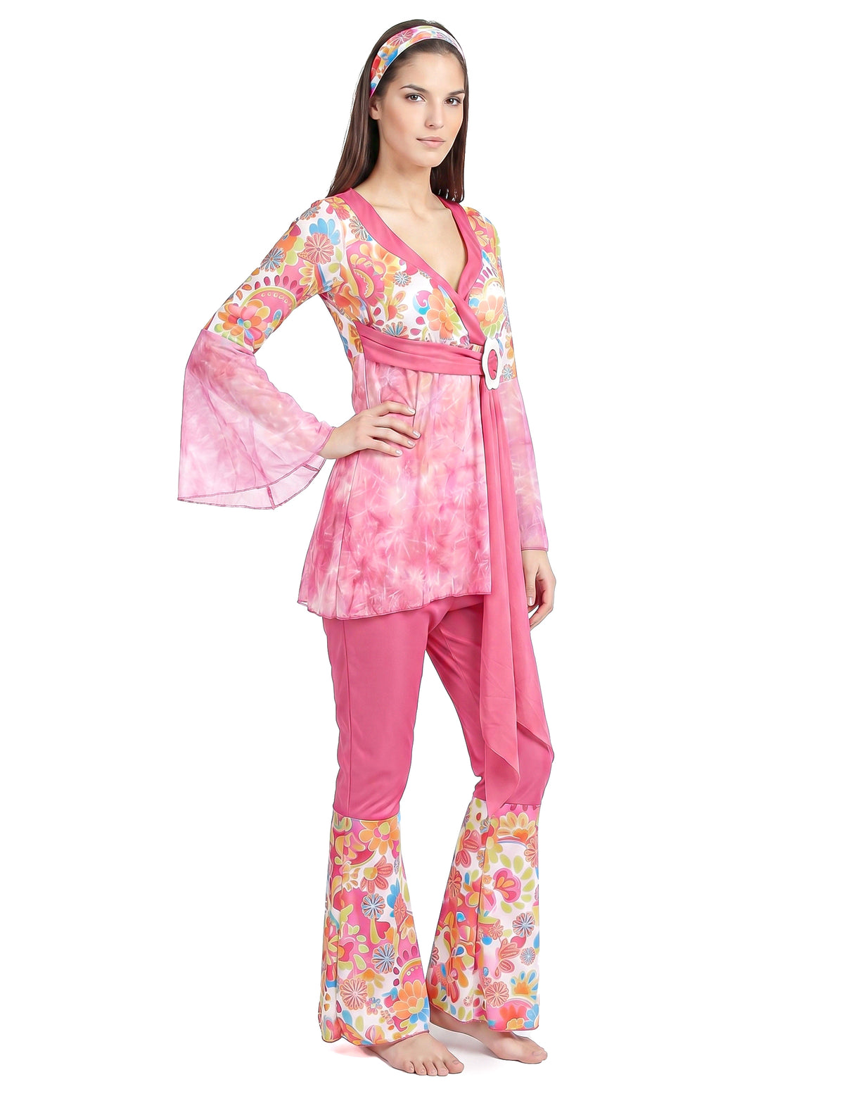 Hippiekostüm für Damen pink