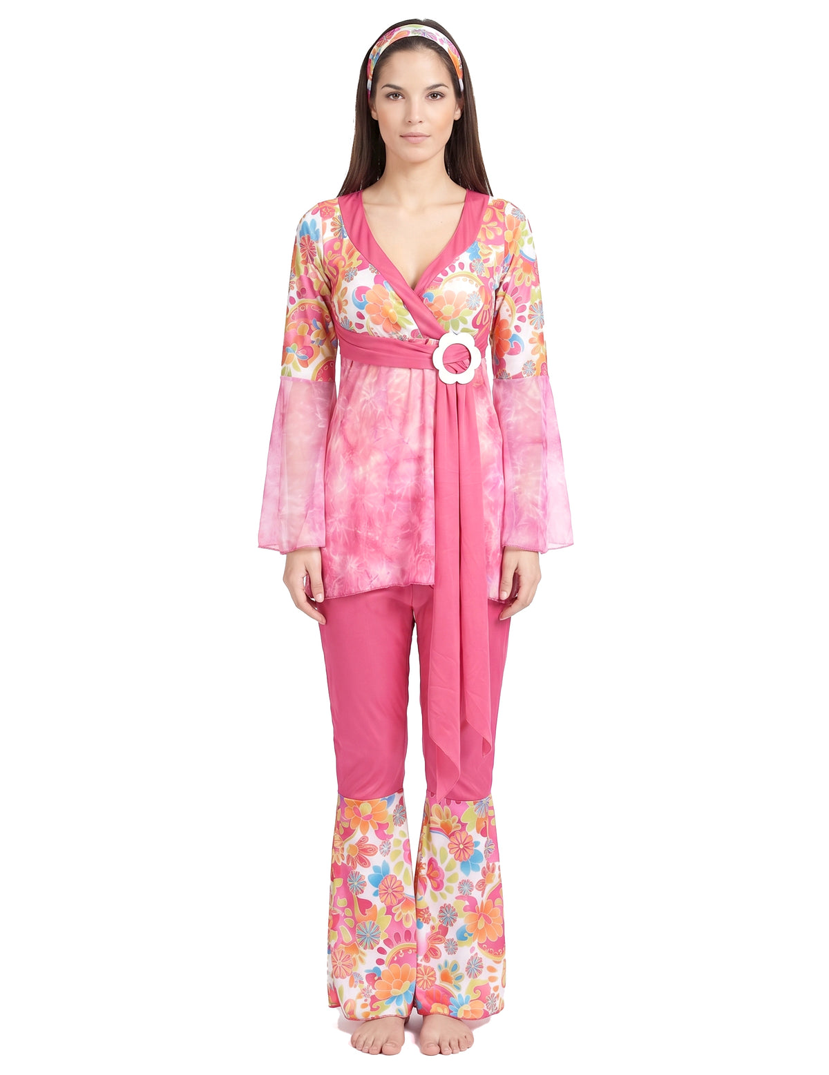 Hippiekostüm für Damen pink
