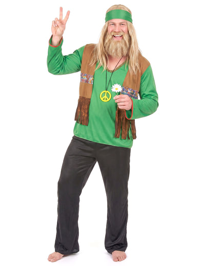 Grünes Hippie-Kostüm für Herren
