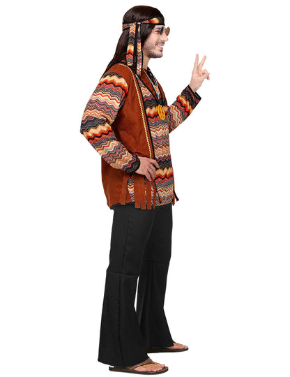 Hippie-Kostüm für Herren 60er-Jahre-Verkleidung braun-schwarz