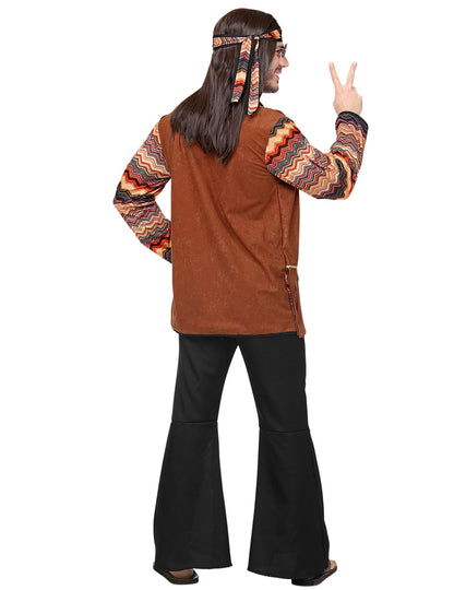 Hippie-Kostüm für Herren 60er-Jahre-Verkleidung braun-schwarz