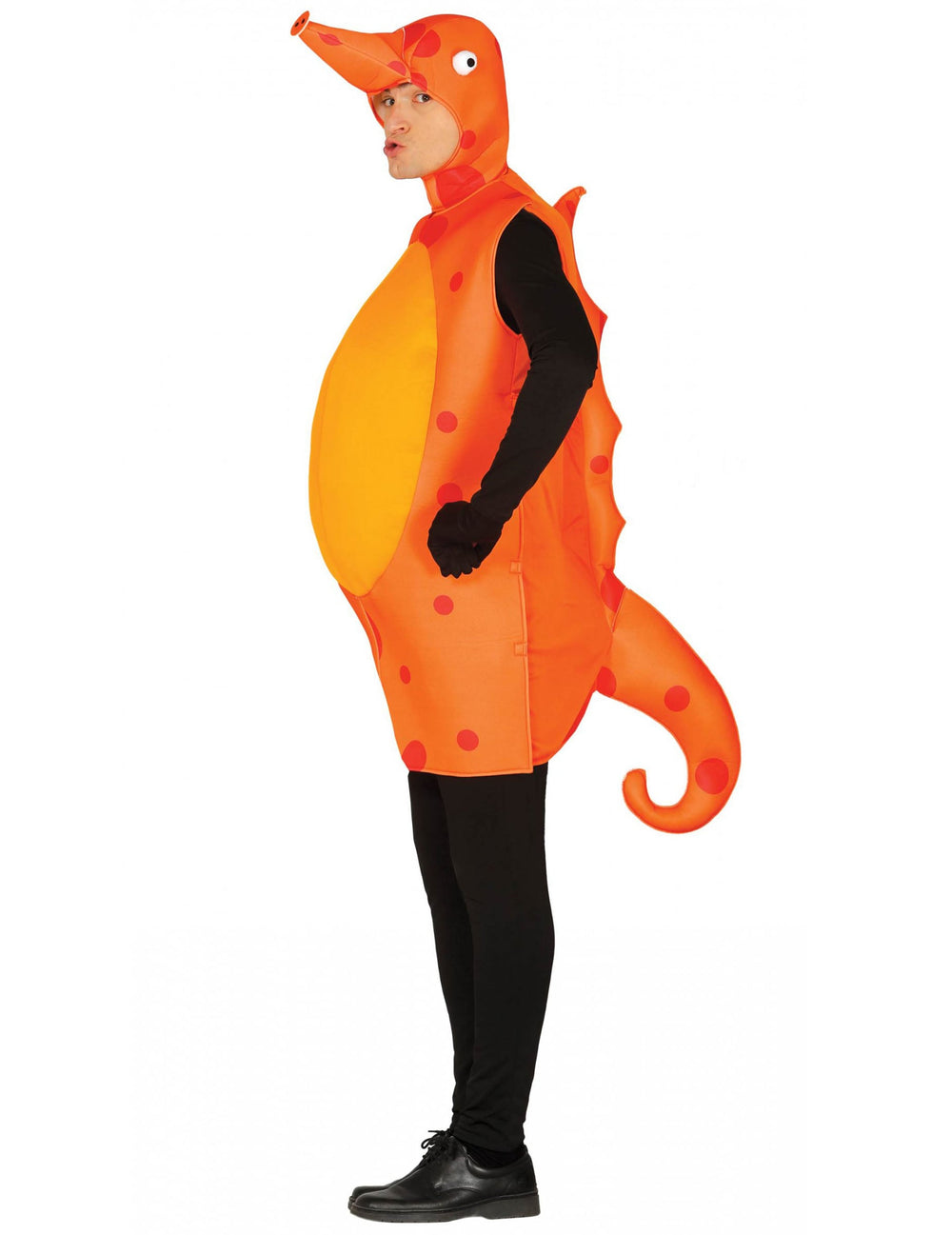 Déguisement hippocampe pour adulte orange à pois rouges