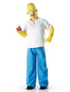 Déguisement Homer Simpson pour adulte blanc bleu et jaune avec canette de bière