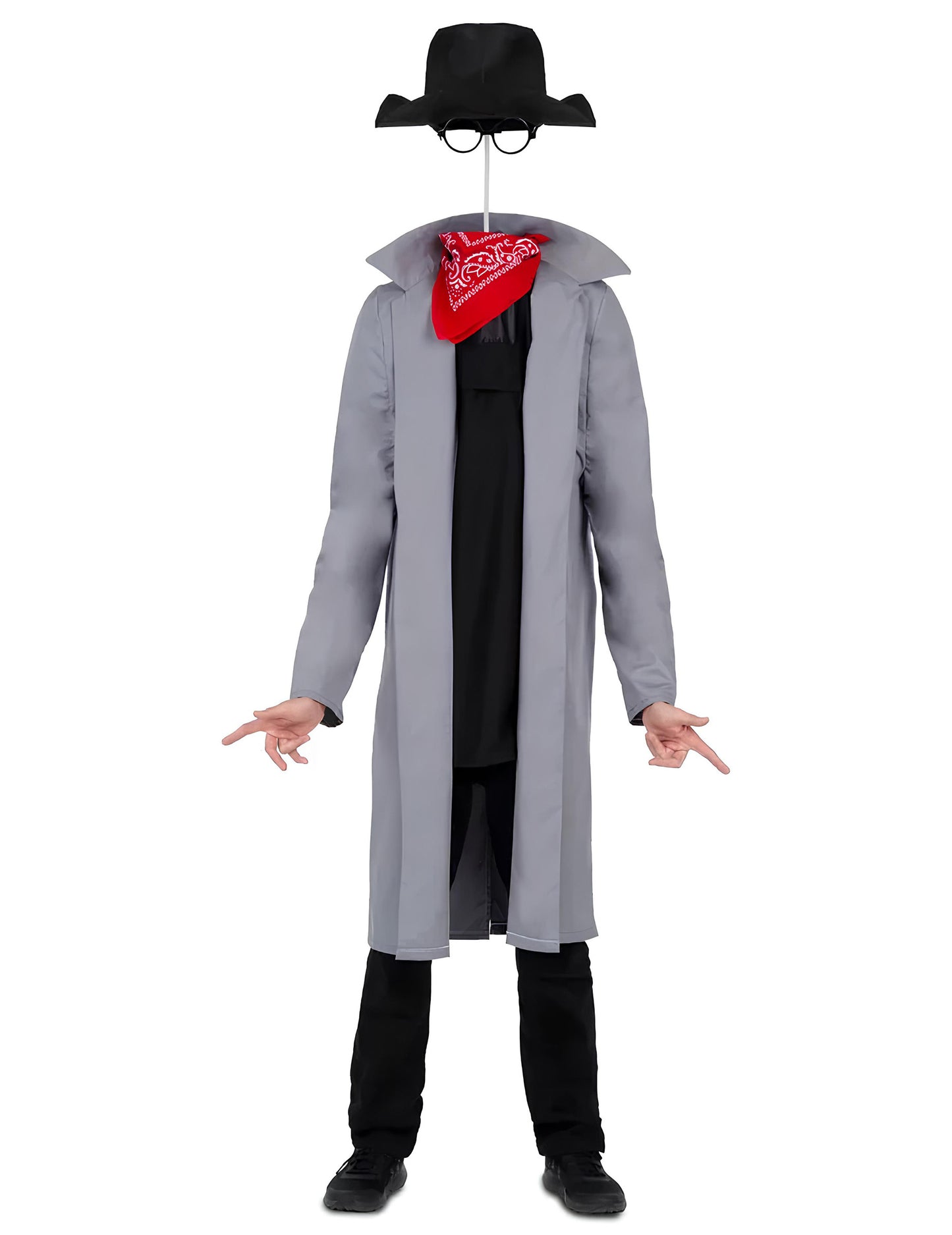 Déguisement d'homme invisible pour adulte gris et noir avec bandana rouge