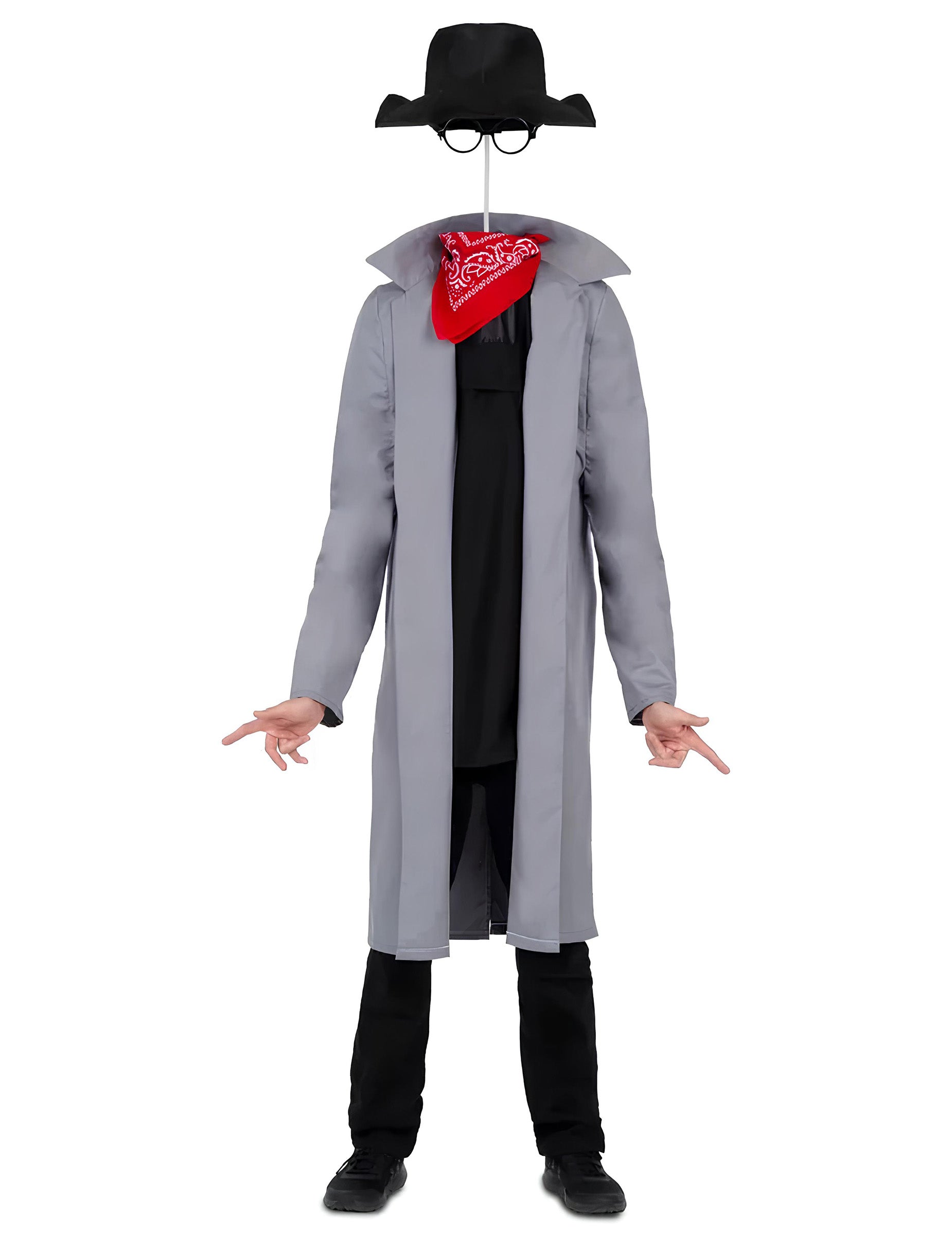 Déguisement d'homme invisible pour adulte gris et noir avec bandana rouge