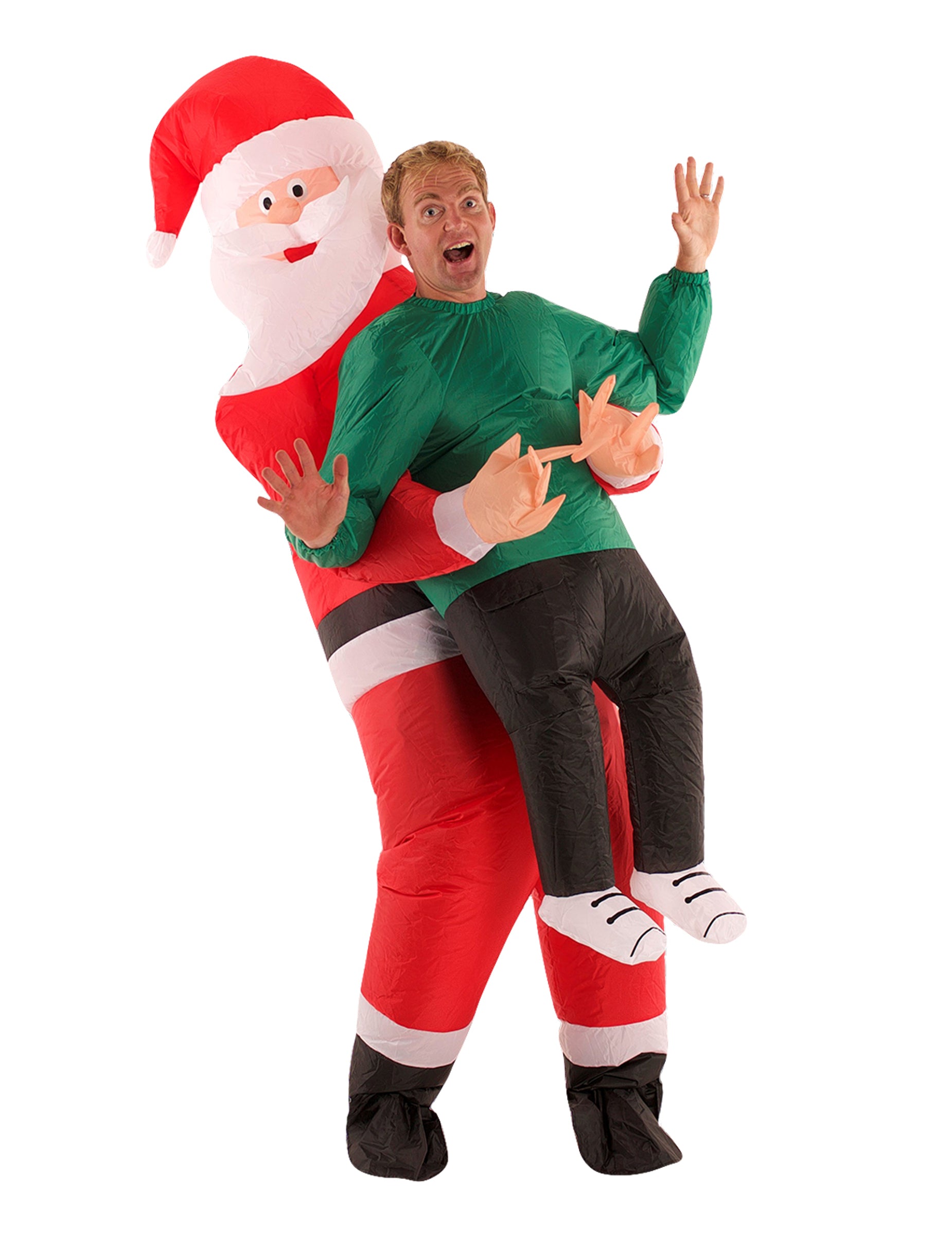 Déguisement homme porté par Père Noël pour adulte rouge et vert Morphsuits™