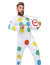 Déguisement humoristique touche roulette pour adulte blanc à pois multicolores avec roulette