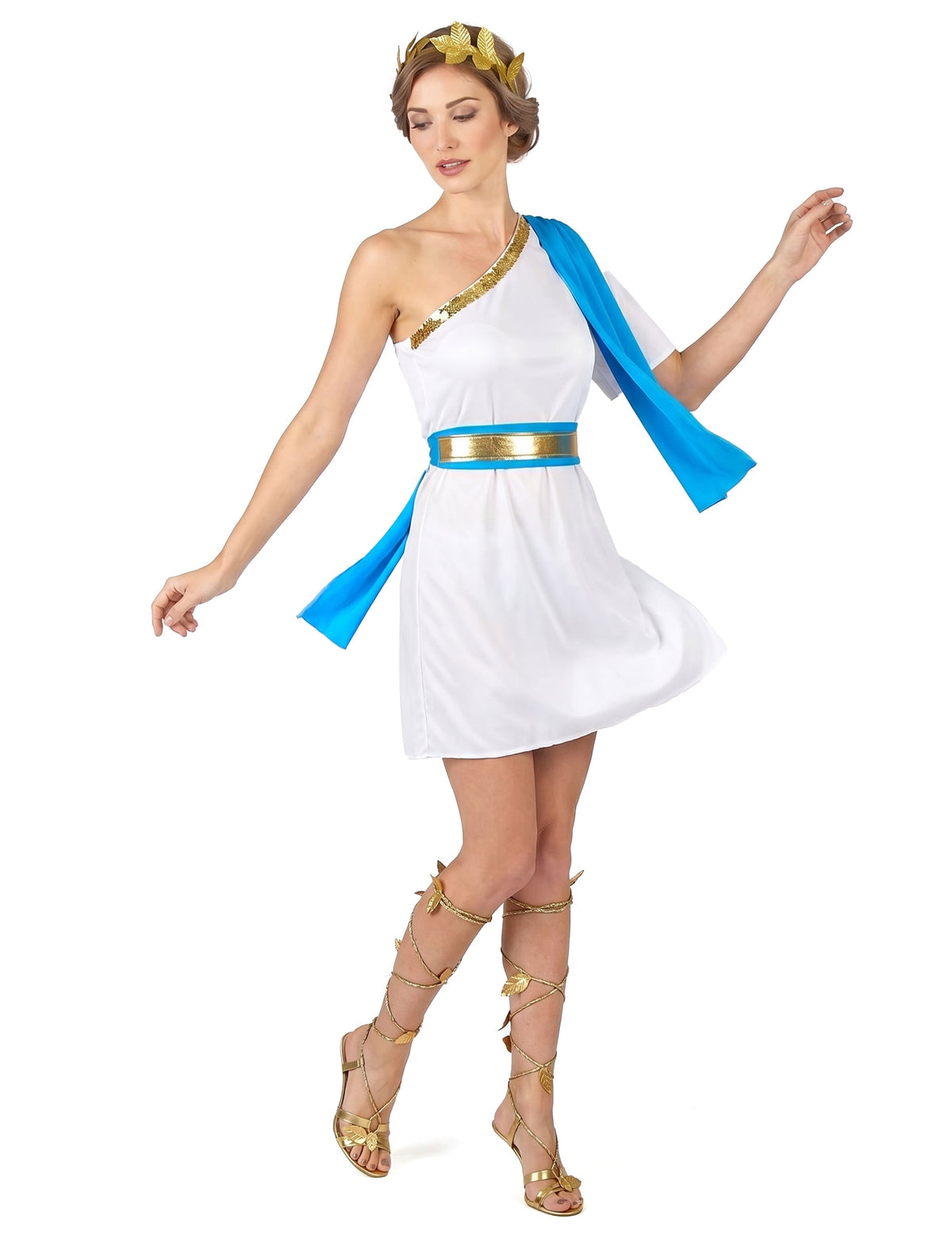 Griechische Kaiserin Kostüm für Damen weiss-goldfarben-blau