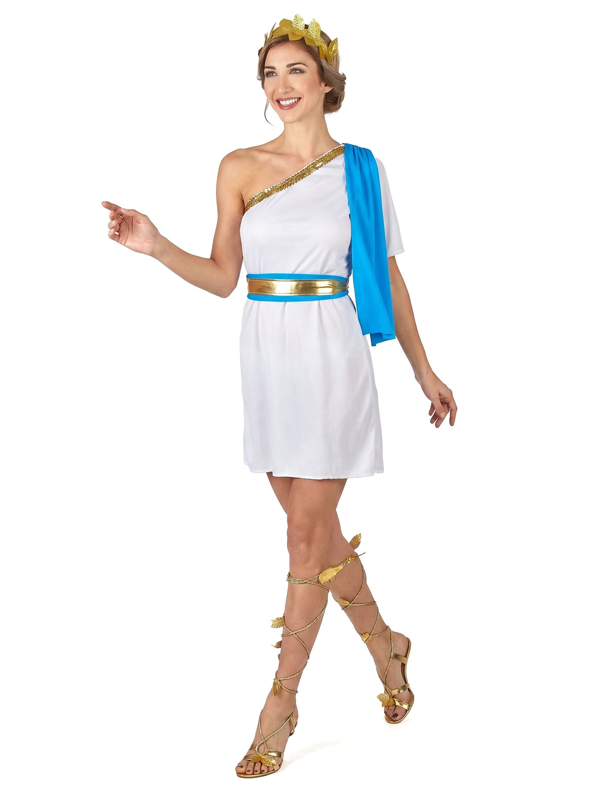 Griechische Kaiserin Kostüm für Damen weiss-goldfarben-blau