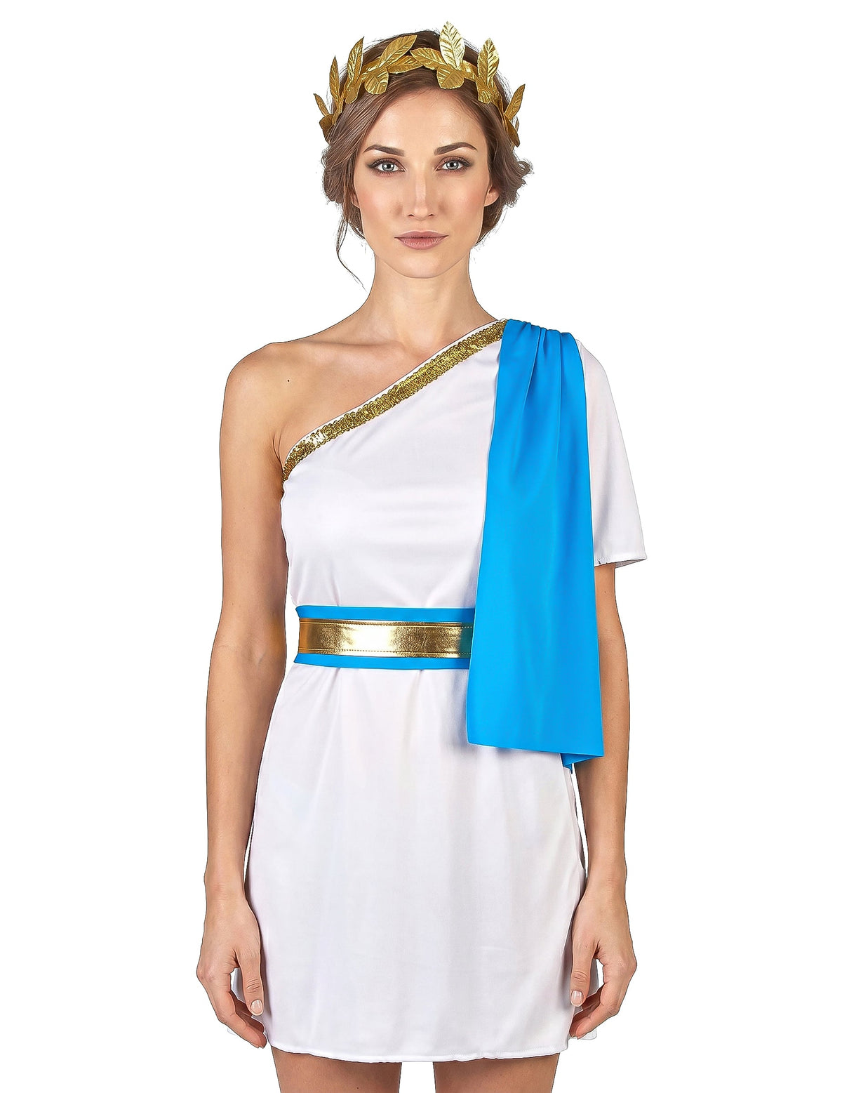 Griechische Kaiserin Kostüm für Damen weiss-goldfarben-blau