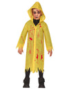 Déguisement imperméable jaune ensanglanté pour enfant avec capuche et taches de sang rouge