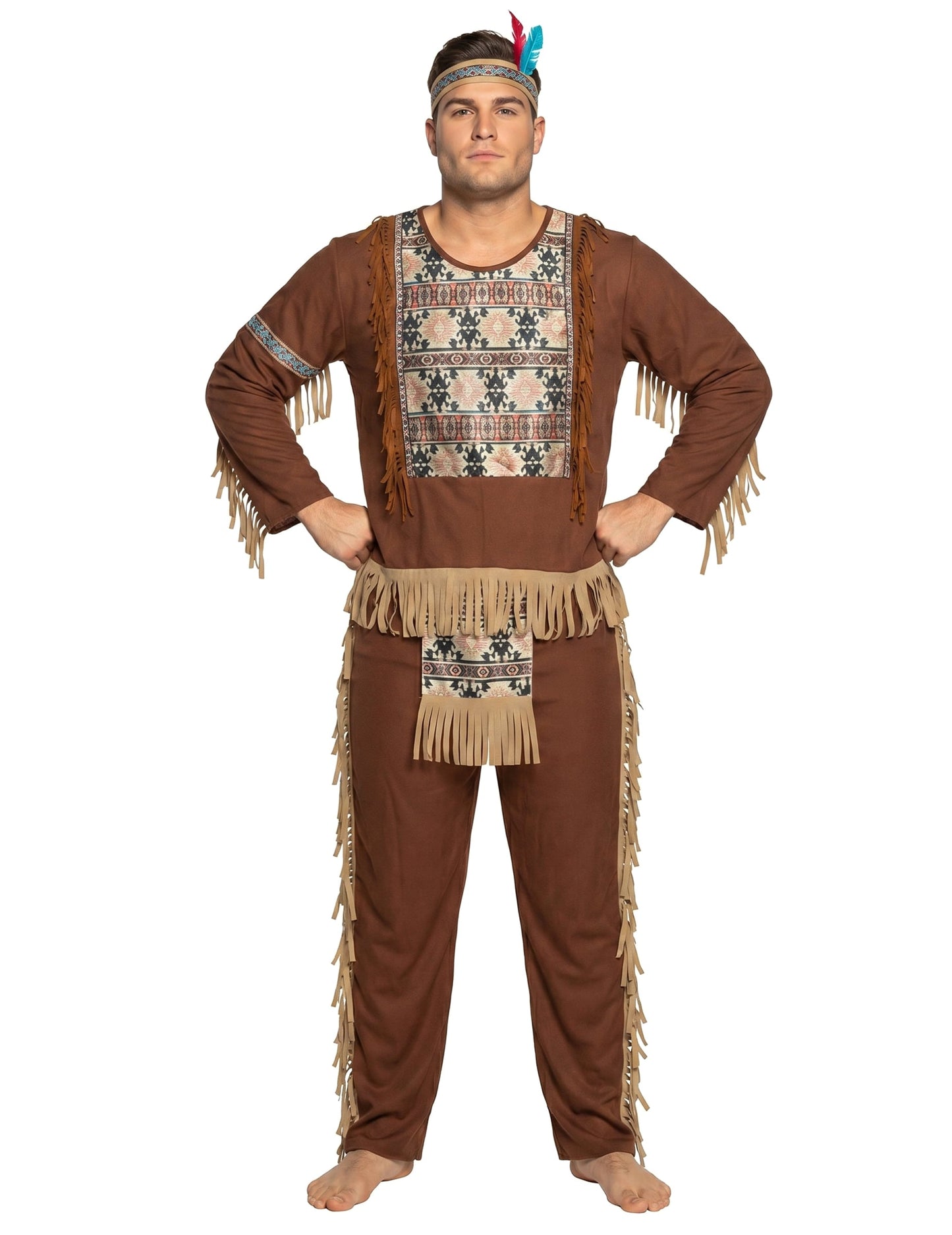 Indianer-Kostüm für Herren Wilder Westen Karnevalskostüm braun-beige