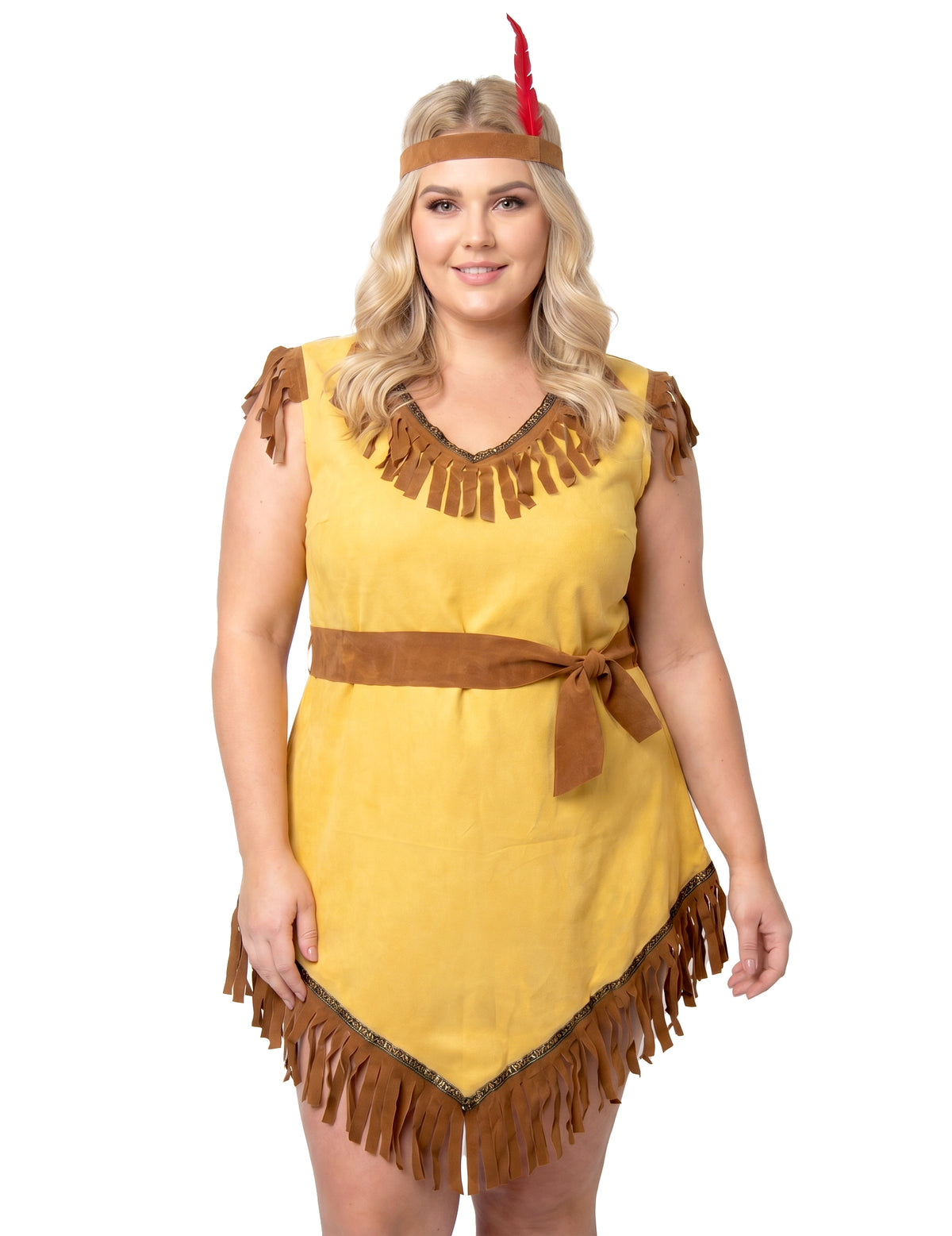 Plus Size asymmetrisches Indianerinnenkostüm für Damen Beige
