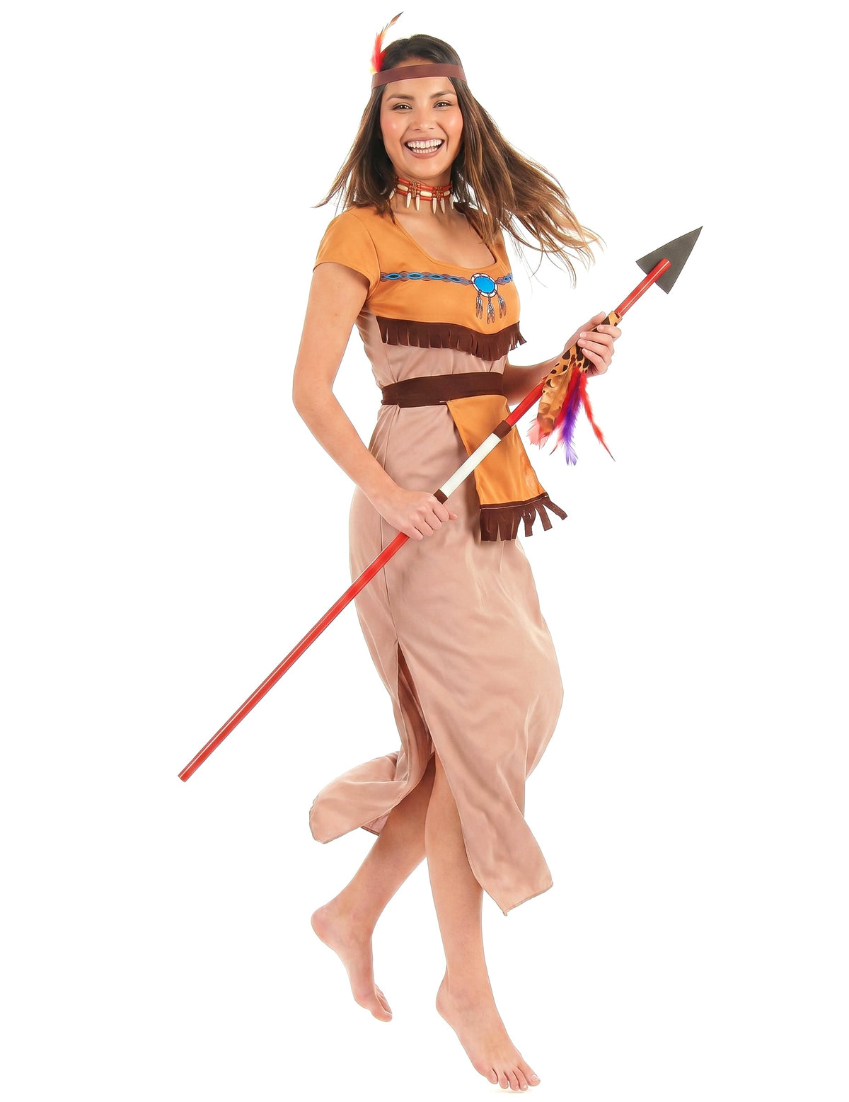Langes Indianerinnen-Kostüm für Damen bunt