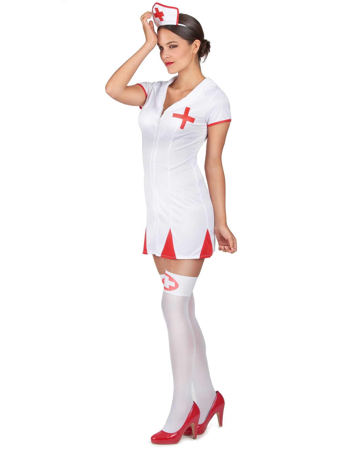 Vue de profil du déguisement infirmière robe courte