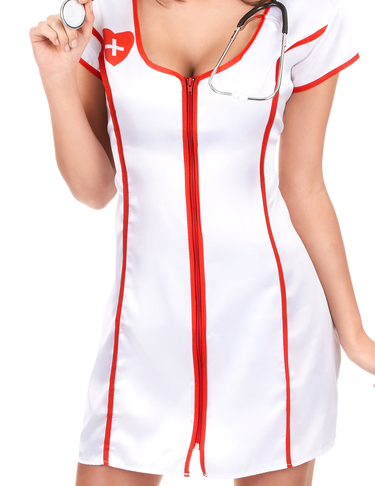 Krankenschwester-Damenkostüm sexy weiss-rot