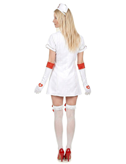 Sexy Krankenschwesterkostüm für Damen weiss-rot