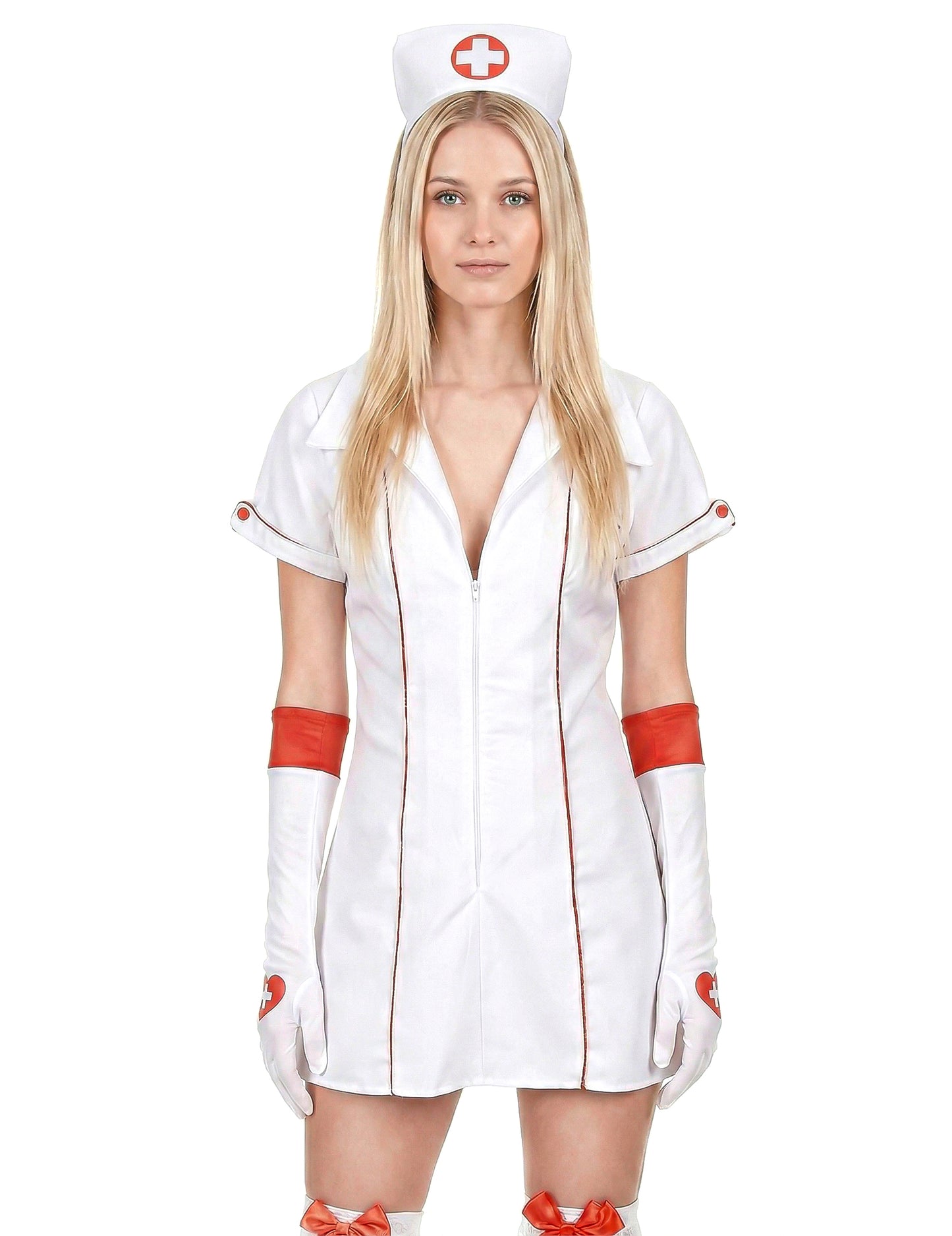 Sexy Krankenschwesterkostüm für Damen weiss-rot