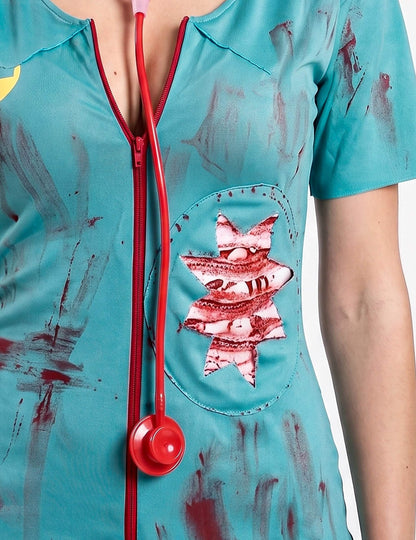 Kostüm Zombie Krankenschwester für Damen grün