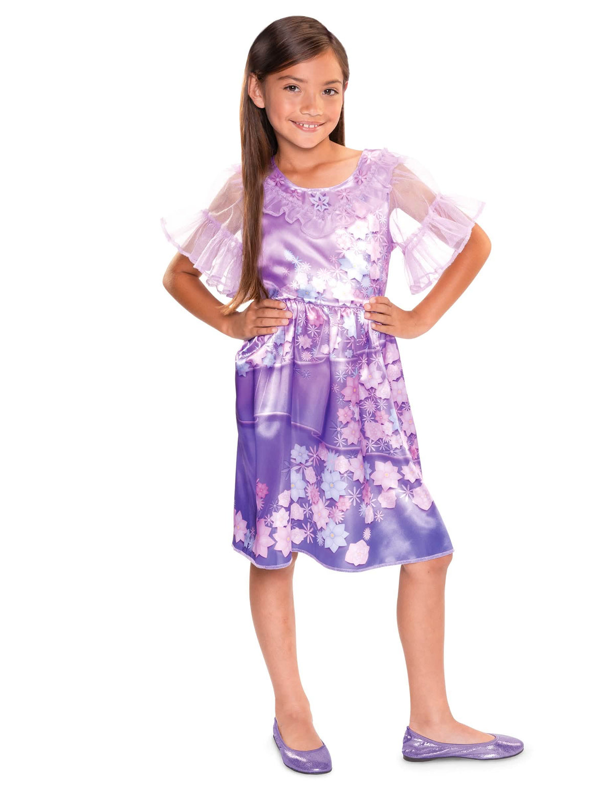 Déguisement Isabela Encanto pour enfant violet à fleurs