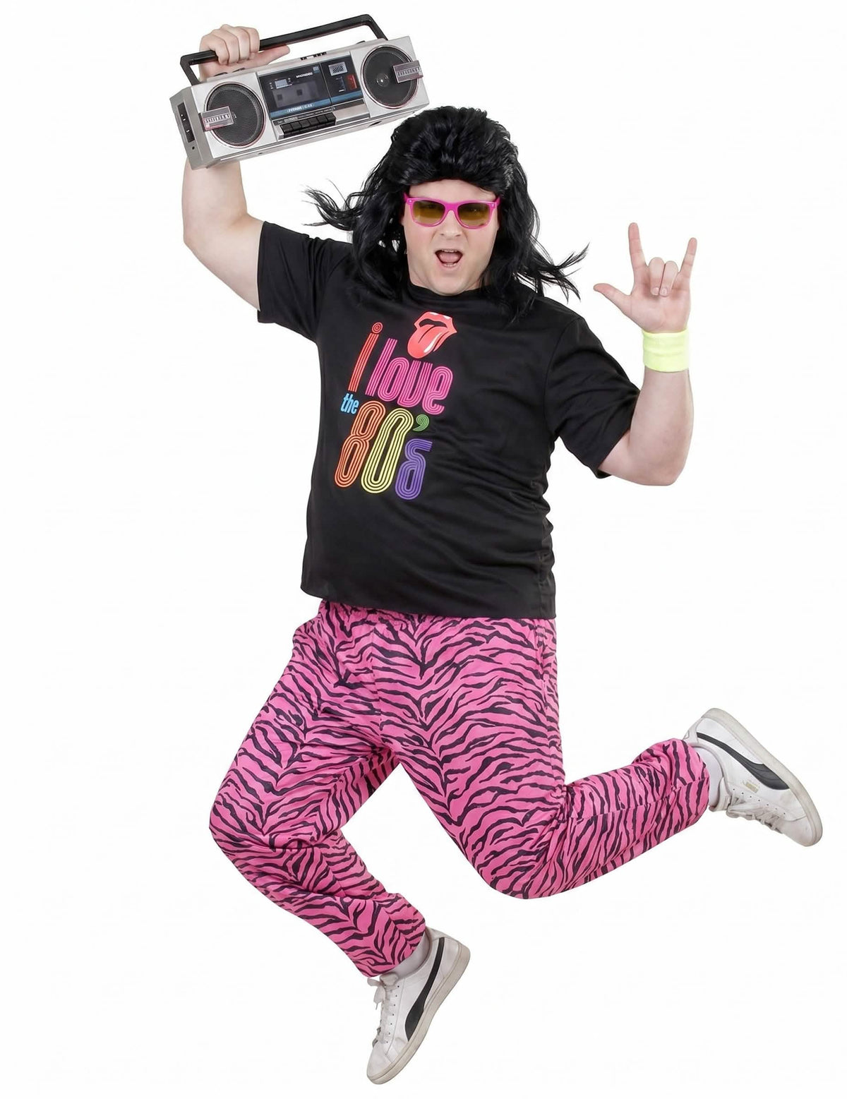 Jogging-Anzug Kostüm in Übergröße "I Love 80s" bunt