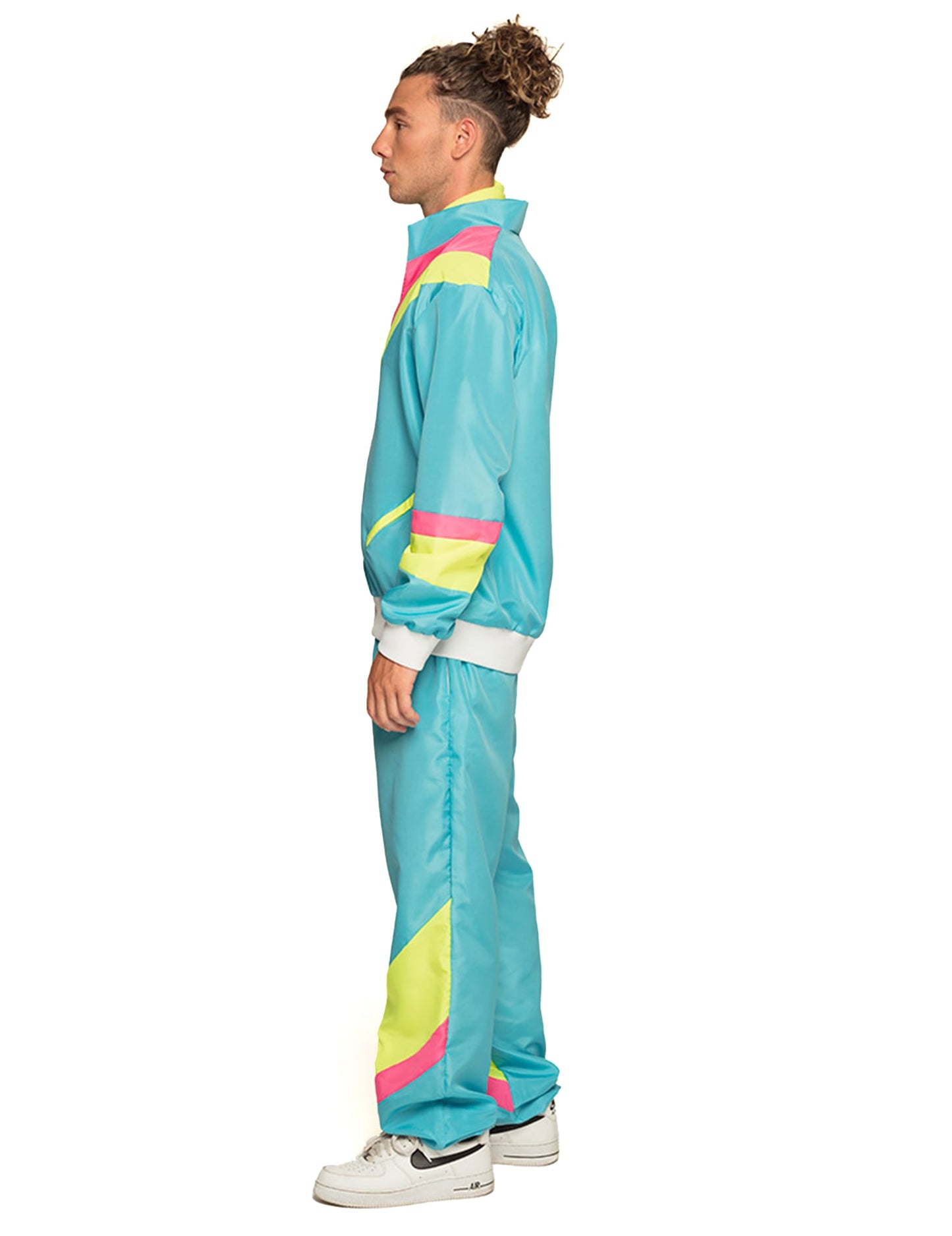 Neonblauer Retro-Jogginganzug Kostüm für Herren