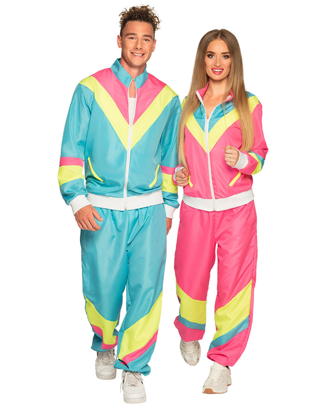 Neonblauer Retro-Jogginganzug Kostüm für Herren
