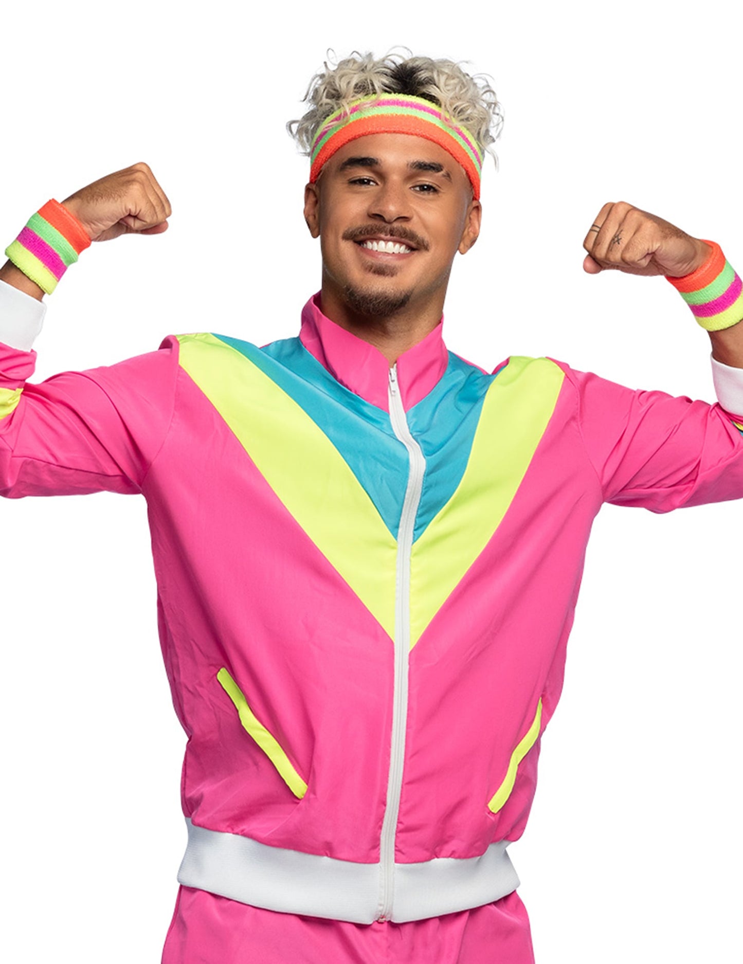 Retro Neon-Pink Jogginganzug Kostüm für Herren