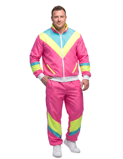 Retro Neon-Pink Jogginganzug Kostüm für Herren