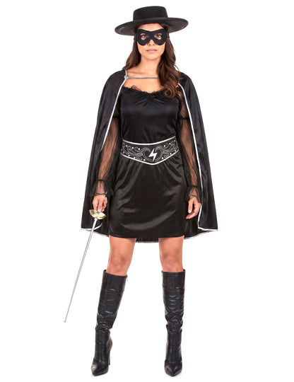 Schwarze Rächerin-Kostüm für Damen
