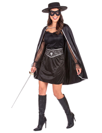 Schwarze Rächerin-Kostüm für Damen