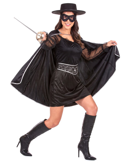 Schwarze Rächerin-Kostüm für Damen
