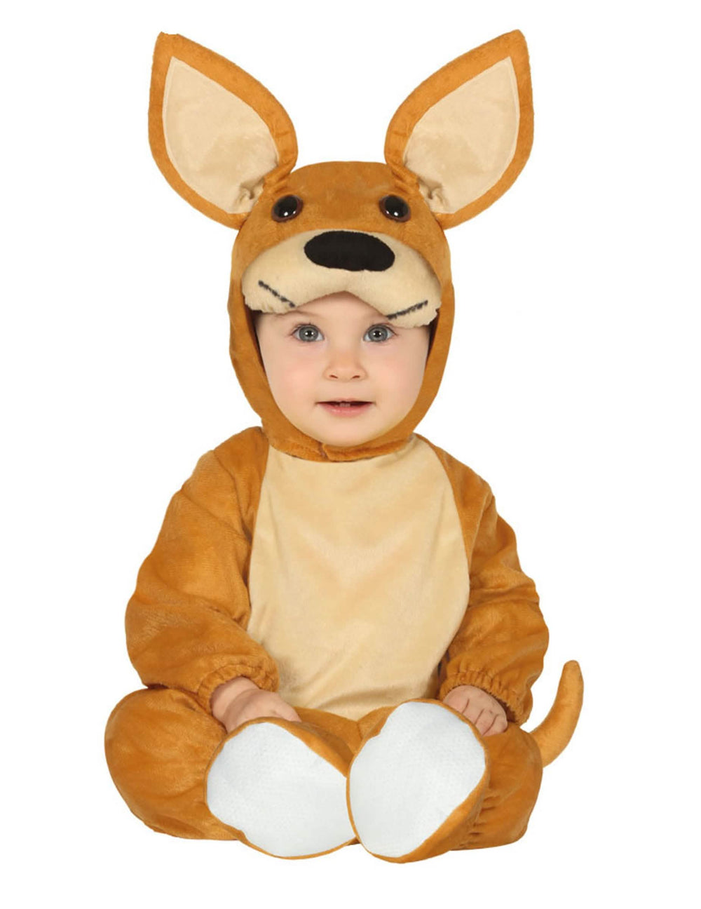 Känguru-Baby-Kostüm Braun und Beige mit Kapuze