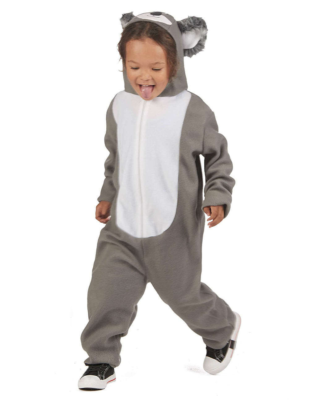 Koala-Festkostüm für Kinder Farbe Grau und Weiß mit Kapuze mit Ohren