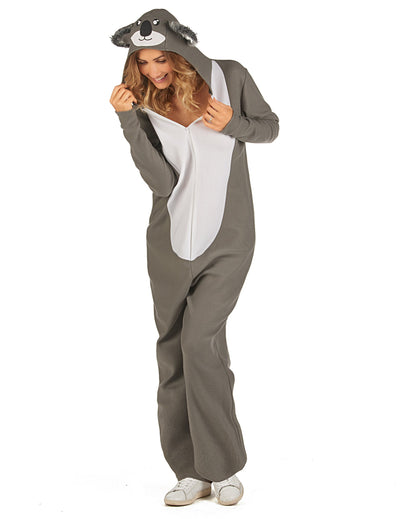 Koala-Kostüm für Damen, grau und weiß