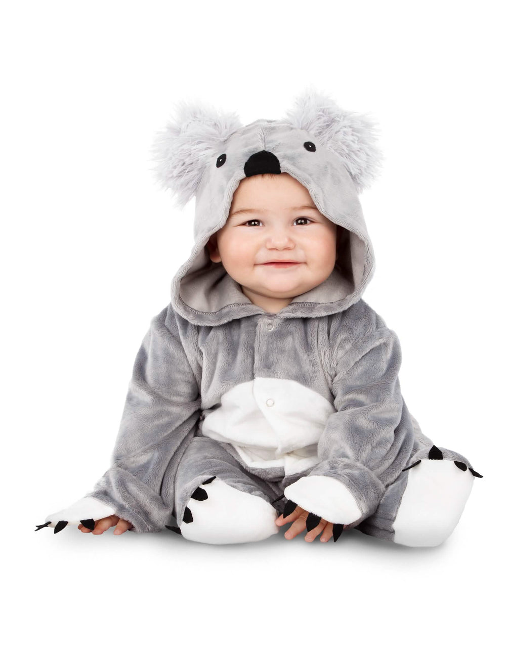 Koala-Festkostüm für Baby, grau und Weiß, mit Kapuze