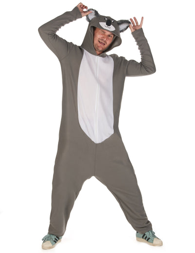 Déguisement koala pour homme gris et blanc avec capuche