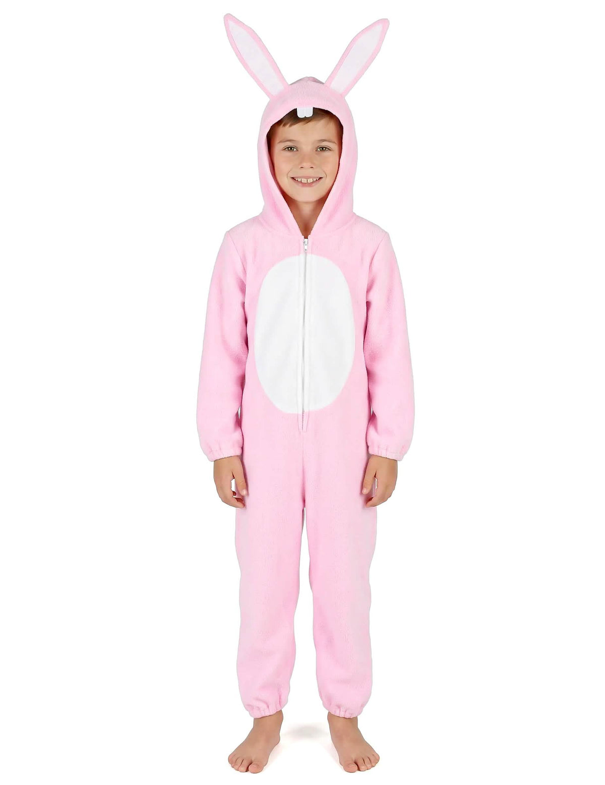 Vue de face de la combinaison du déguisement de lapin pour enfant