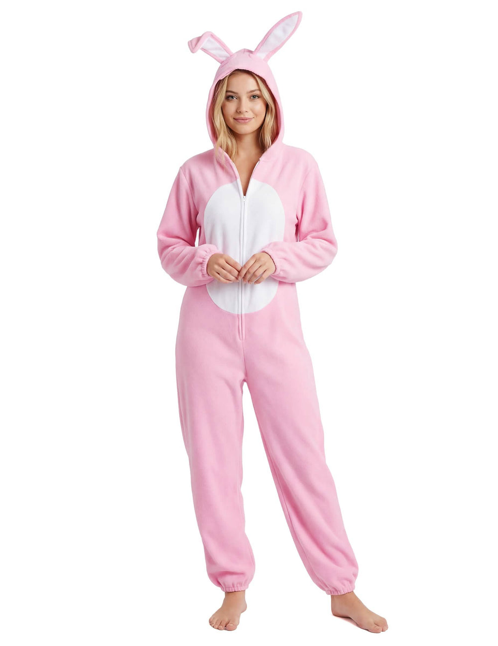 Damen-Häschenkostüm Rosa, Pink und Weiß mit Kapuze und Ohren